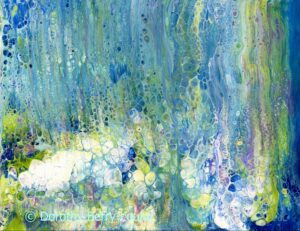 A green and blue abstract painting